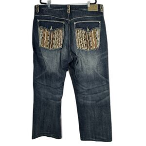 Vtg Y2K Coogi Sweater Pattern Embroidered Baggy Jeans Mens Size 44x35 Hip hop